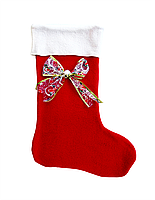 Новорічний мішок для цукерок і подарунків «Новорічний носок із бантом»