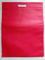 Екосумка зі спанбонду з прорізними ручками, плоска, 35*40 см, червона