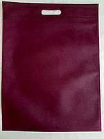 Екосумка зі спанбонду з прорізними ручками, плоска, 35*40 см, бордовий