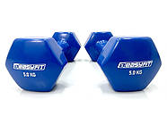 Гантель для фітнесу 5.0 кг EasyFit із вініловим покриттям синя, фото 2