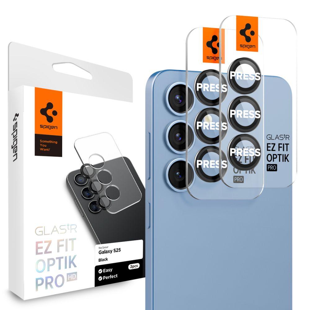 Захисне скло Spigen для камери Samsung Galaxy S25 Plus - EZ Fit Optik Pro HD (2шт), Black (AGL09088)