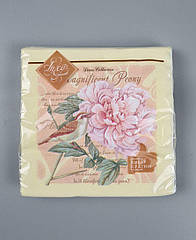 Серветки паперові (ЗЗХЗЗ, 18 шт.) "Солазна півонія" Luxy (1 пачка)