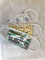 Дитячі маски медичні, трьохслойні, одноразові, захисні дитячі маски для обличчя В УПАКОВЦІ 50ШТ.