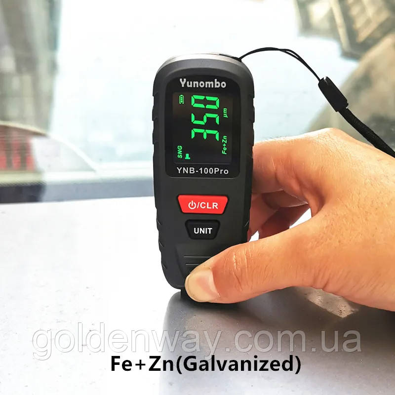 Товщиномір Yunombo YNB-100Pro портативний цифровий вимірювач товщини покриття фарби від 0.5 мкм до 2.0 мм Fe+nFe+FeZn, фото 1