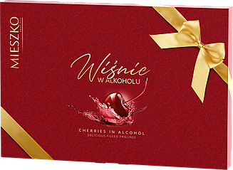 Цукерки шоколадні in Cherries Alcohol Pralines з вишнею в алкогольній начинці 142г TM Mieszko Польща