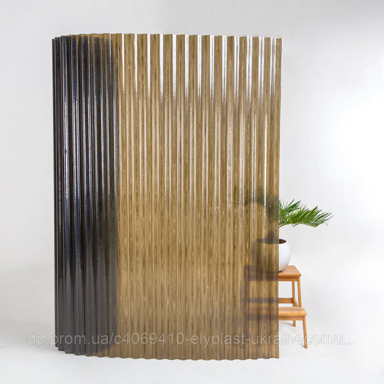 Посилений прозорий шифер 1.5м гофрований (бронзовий)PolyRoll, фото 1