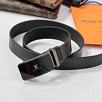 Кожаный мужской ремень с автоматической пряжкой Louis Vuitton классический черный пояс для джинс и брюк