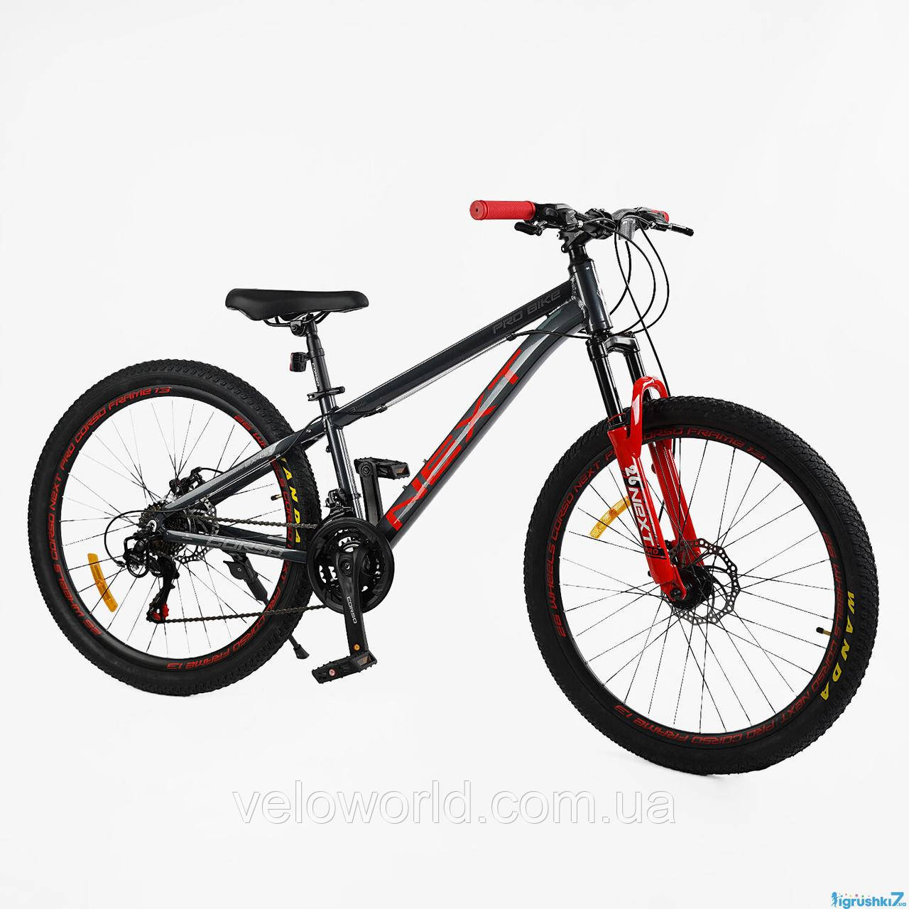 Велосипед спортивний Corso «Next» 26" дюймів NX-26014 (1) рама алюмінієва 13", обладнання Shimano 21 швидкість, зібран на 75%