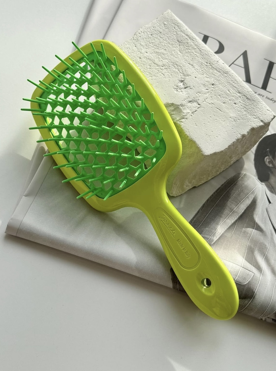 Гребінець для волосся Janeke 1830 Superbrush Standart, салатовий із зеленим