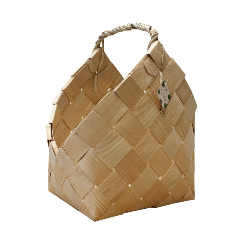 Плетена корзина для дров з високоякісної сосни природнього кольору, фото 1