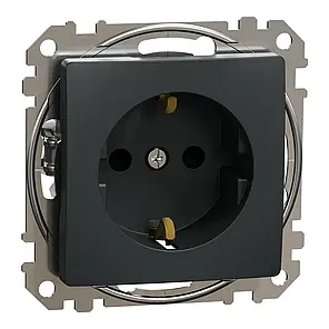 Розетка Schneider Sedna Design з заземленням та шторками IP20 чорна SDD114022, фото 1
