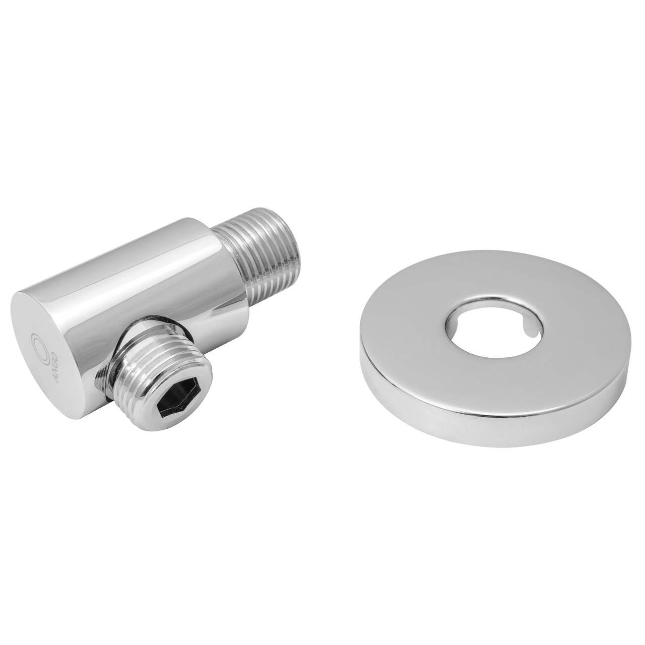 Кут для душової кабіни прохідний монтажний Ango PJ-030101 зовнішнє різьблення 1/2 х 1/2 дюйма хром латунь, фото 1