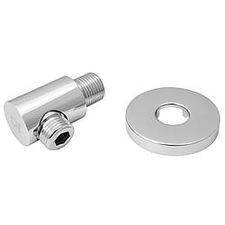 Кут для душової кабіни прохідний монтажний Ango PJ-030101 зовнішнє різьблення 1/2 х 1/2 дюйма хром латунь