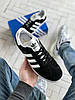 Кросівки жіночі чоловічі Adidas Gazelle og black Адідас Газель чорно-білі замшеві кеди повсякденні три смужки, фото 5