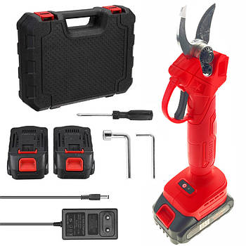Акумуляторний секатор + 2 акумулятора 48В, в кейсі, MJ-137 / Електричні садові ножиці / Електросекатор