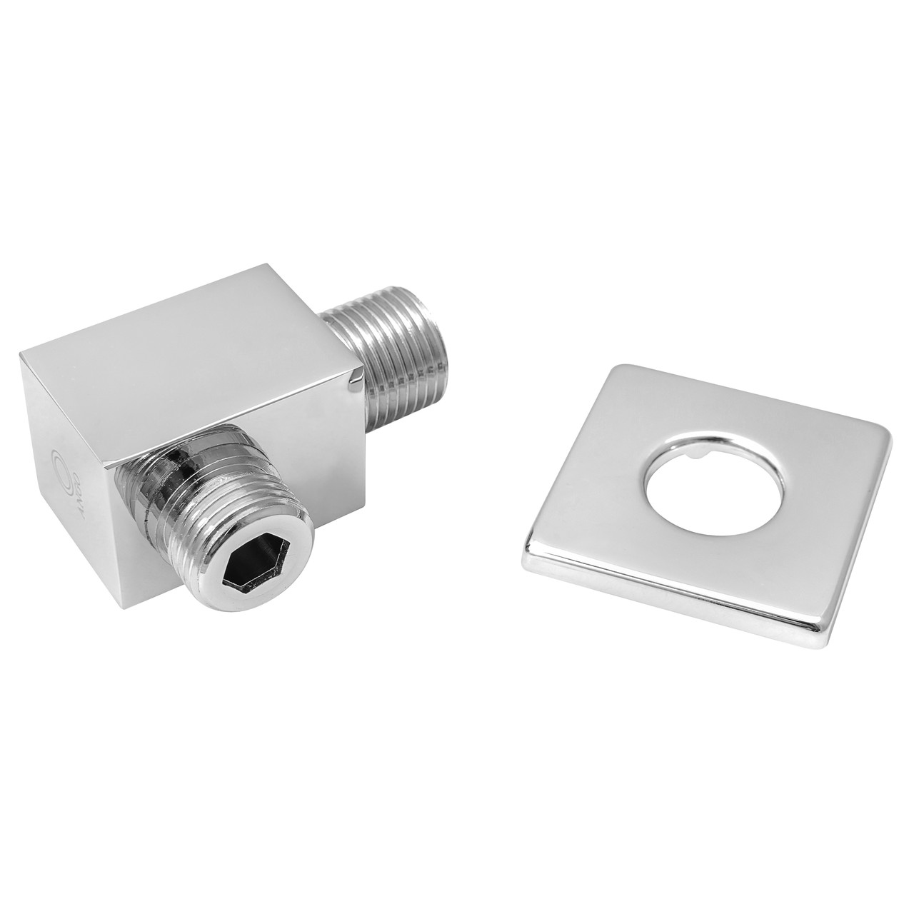 Кут для душової кабіни прохідний монтажний Ango PJ-040101 зовнішнє різьблення 1/2 х 1/2 дюйма хром латунь, фото 1