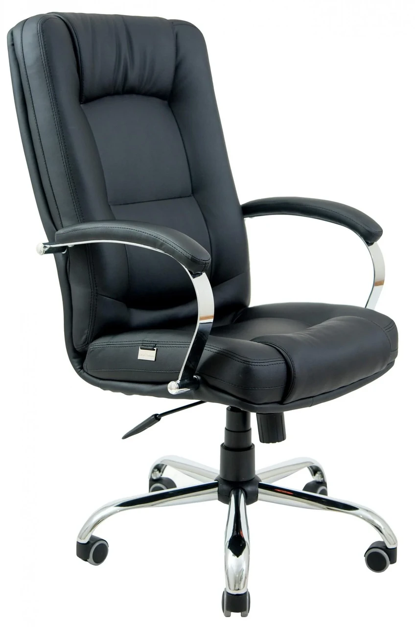 Офісне Крісло Керівника Richman Alberto Шкіра Lux Хром М3 MultiBlock Чорний, фото 1