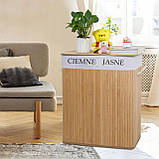 Вільностоячий кошик для билизни Mensen 100л відтінки коричневого бежевого бамбуковий двокамерний для білизни та іграшок міцний, фото 10