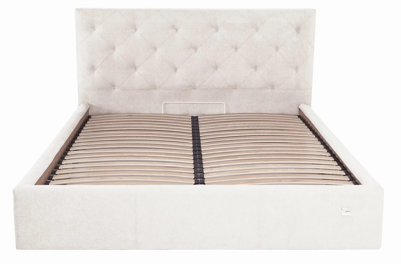 Ліжко Двоспальне Bristol VIP 180 х 200 см Місті Milk З додатковою металевою цільнозварною рамою Бежевий, фото 1