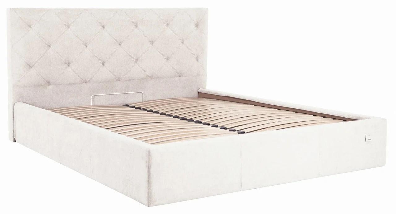 Ліжко Двоспальне Bristol VIP 180 х 190 см Місті Milk З додатковою металевою цільнозварною рамою Бежевий, фото 1