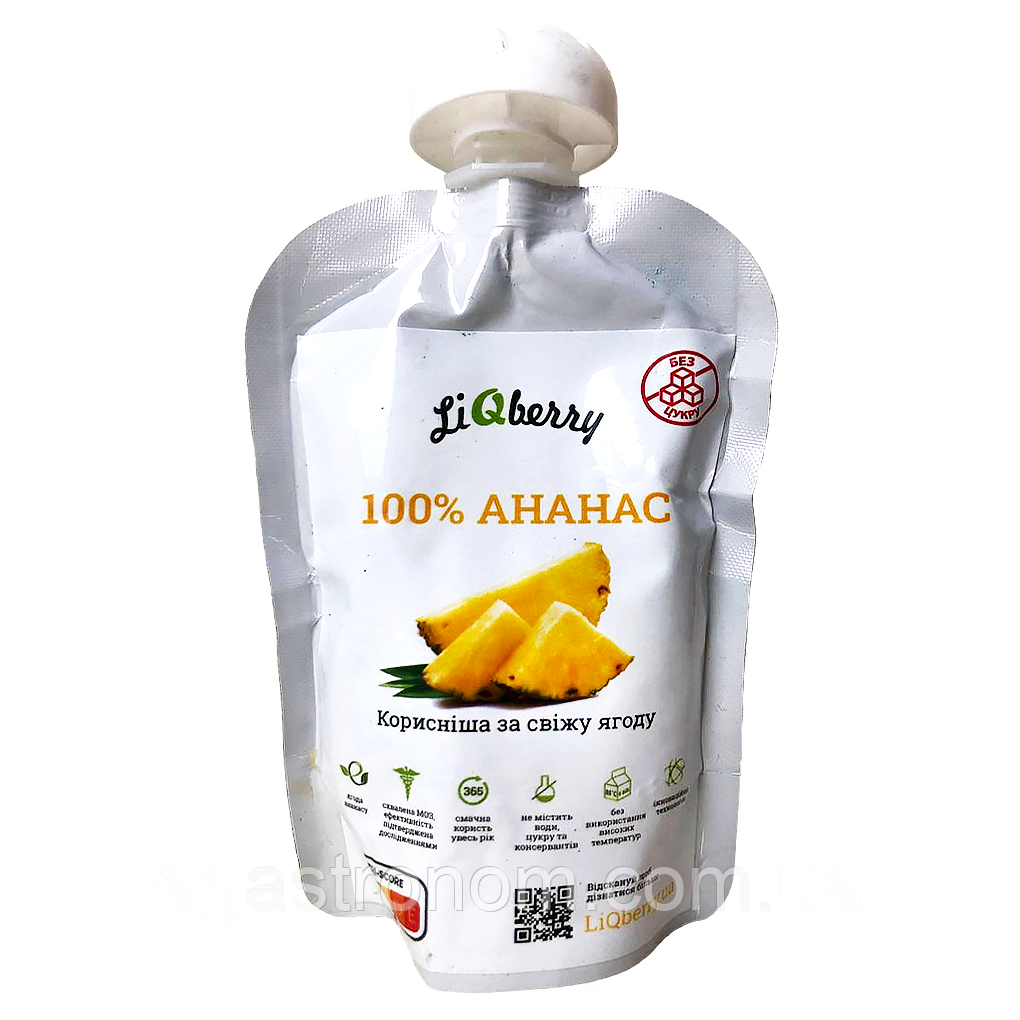 Паста з ананасів дой-пак Лікберрі Liqberry 100g 40шт/ящ (Код: 00-00017319), фото 1