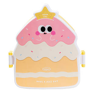 Дитячий ланч бокс на дві секції 950 мл пластиковий з вилкою та ложкою "Тістечко" Жовтий HP12271Y