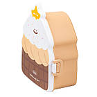 Дитячий ланч бокс на дві секції 950 мл пластиковий з вилкою та ложкою "Тістечко" Коричневий HP12271BR, фото 3