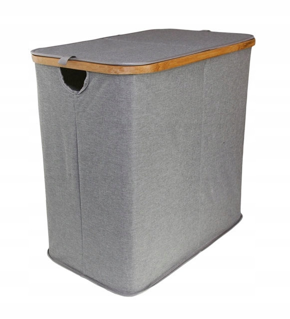 Вільностоячий кошик для білизни Lacarte 100л відтінки сірого і срібла контейнер з бамбуку сірий, фото 1