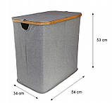 Вільностоячий кошик для білизни Lacarte 100л відтінки сірого і срібла контейнер з бамбуку сірий, фото 2