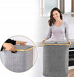 Вільностоячий кошик для білизни Lacarte 100л відтінки сірого і срібла контейнер з бамбуку сірий, фото 3