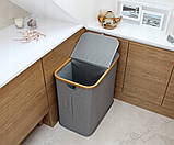 Вільностоячий кошик для білизни Lacarte 100л відтінки сірого і срібла контейнер з бамбуку сірий, фото 6