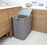 Вільностоячий кошик для білизни Lacarte 100л відтінки сірого і срібла контейнер з бамбуку сірий, фото 7