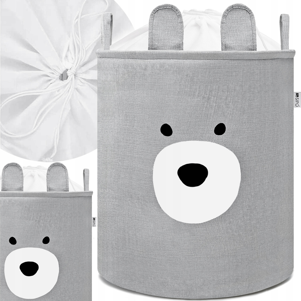 Кошик для іграшок Sipo сірий з великими блоками преміум класу ведмедик з функцією закривання великий Xxl, фото 1
