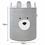 Кошик для іграшок Sipo сірий з великими блоками преміум класу ведмедик з функцією закривання великий Xxl, фото 3
