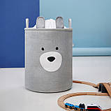 Кошик для іграшок Sipo сірий з великими блоками преміум класу ведмедик з функцією закривання великий Xxl, фото 4