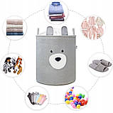 Кошик для іграшок Sipo сірий з великими блоками преміум класу ведмедик з функцією закривання великий Xxl, фото 6