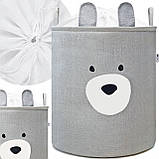Кошик для іграшок Sipo сірий з великими блоками преміум класу ведмедик з функцією закривання великий Xxl, фото 7