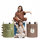 Великий закриваємий контейнер для кімнати органайзер для іграшок коричневий ведмідь Sipo, фото 4