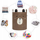 Великий закриваємий контейнер для кімнати органайзер для іграшок коричневий ведмідь Sipo, фото 8