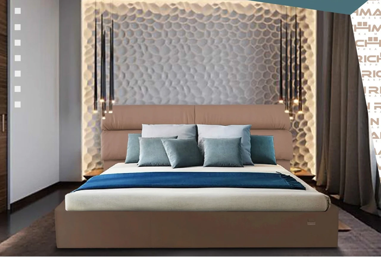 Ліжко Edinburgh VIP 140 х 200 см Fly 2213 З додатковою металевою цільнозварною рамою Світло-коричневий, фото 1