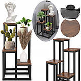 Стійка для квітів Springos 67,5 см металева стенд для квітів рослин 4 рівні стояча полиця лофт, фото 3