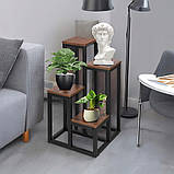 Стійка для квітів Springos 67,5 см металева стенд для квітів рослин 4 рівні стояча полиця лофт, фото 5