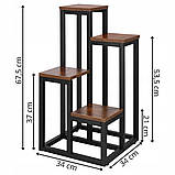 Стійка для квітів Springos 67,5 см металева стенд для квітів рослин 4 рівні стояча полиця лофт, фото 8