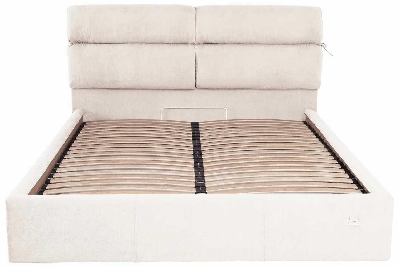 Ліжко Edinburgh VIP 140 х 200 см Місті Milk З додатковою металевою цільнозварною рамою Бежевий, фото 1