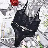 Комплект жіночої білизни чорного кольору трусики та ліф з кісточками, фото 2