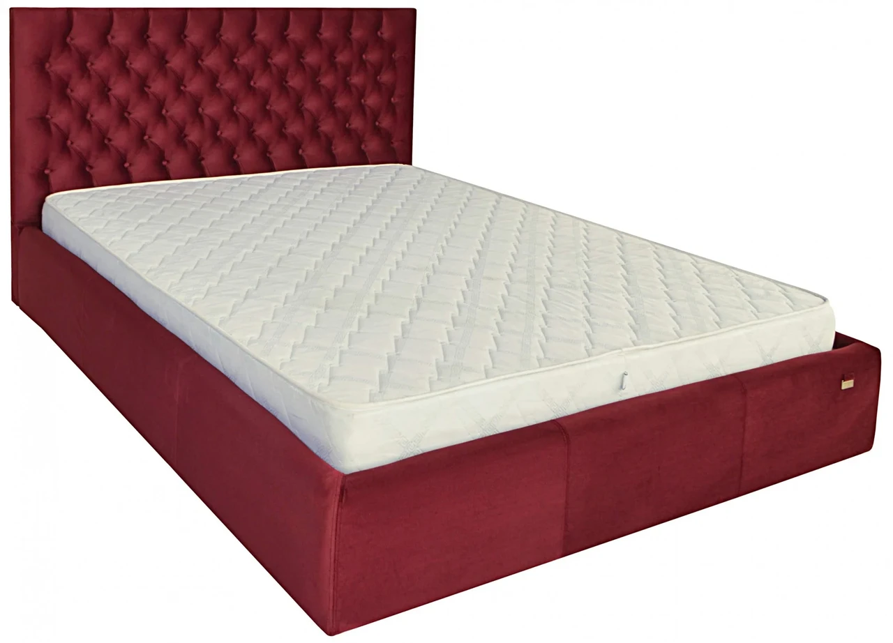 Ліжко Cambridge VIP 120 х 190 см Missoni 026 З додатковою металевою цільнозварною рамою Бордовий, фото 1