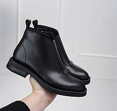 Черевики шкіряні зимові жіночі стильні чорні