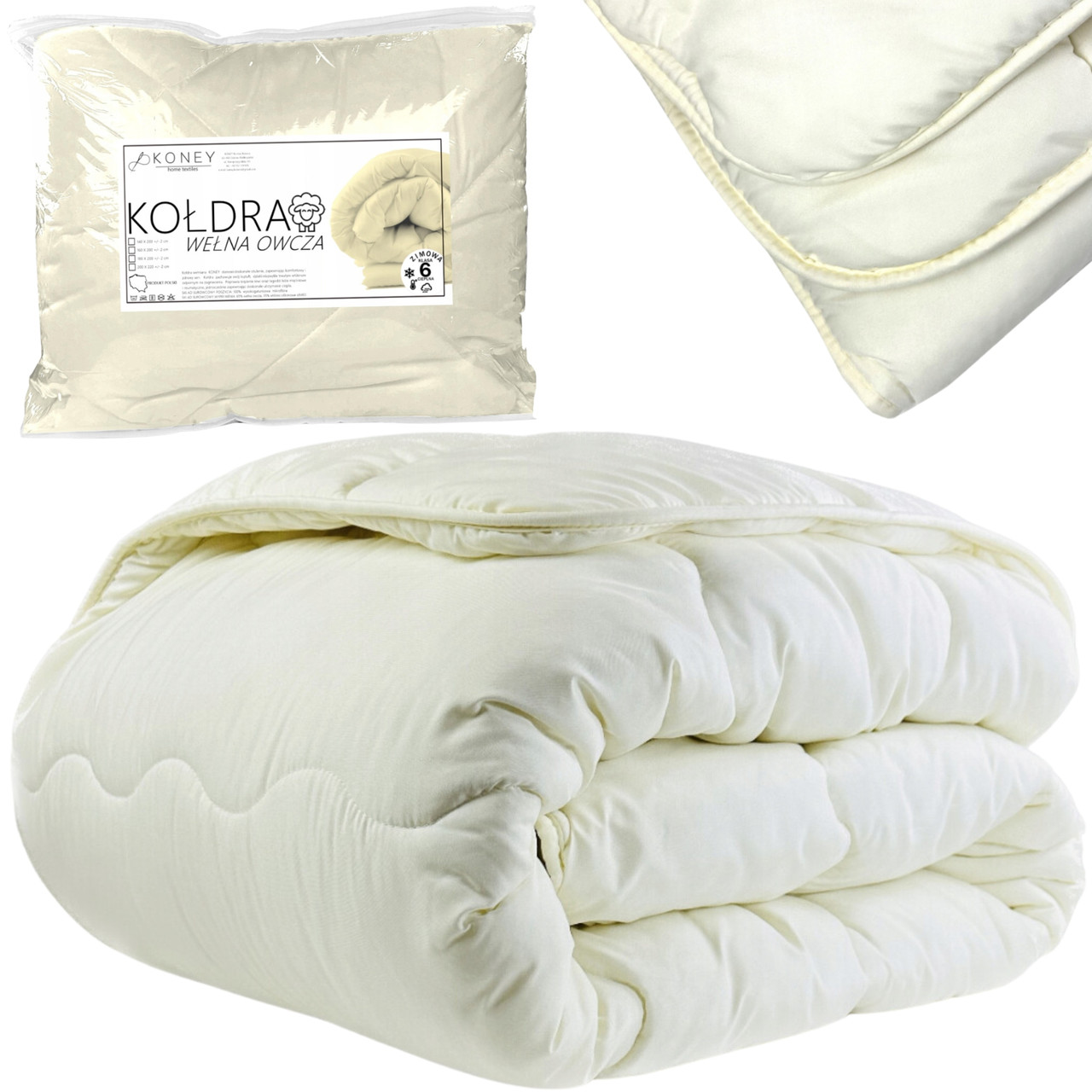 Зимова ковдра 200x220 овеча вовна преміум товста виробництва валіза Koney, фото 1