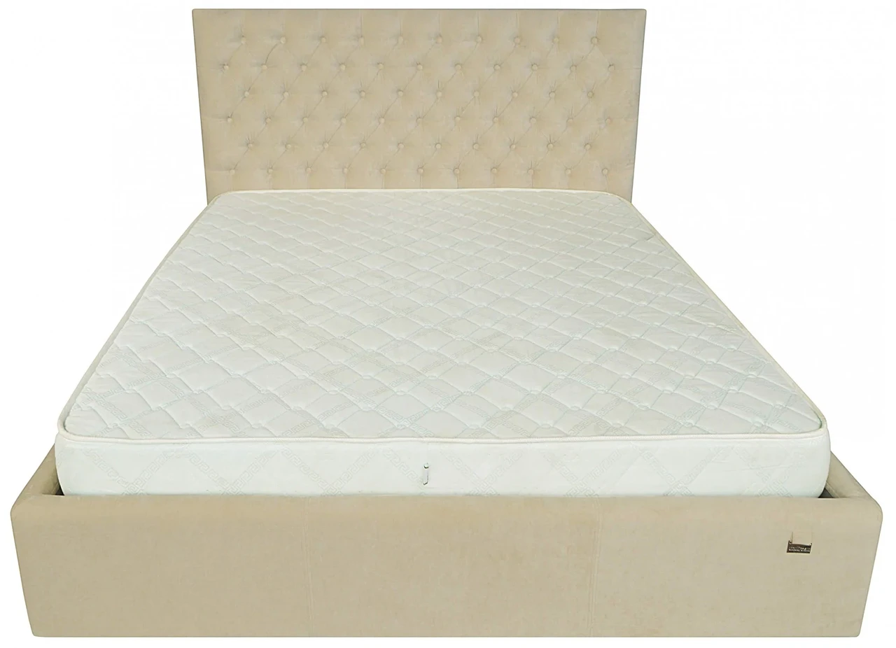 Ліжко Cambridge VIP 140 х 190 см Кордрой 231 З додатковою металевою цільнозварною рамою Бежевий, фото 1