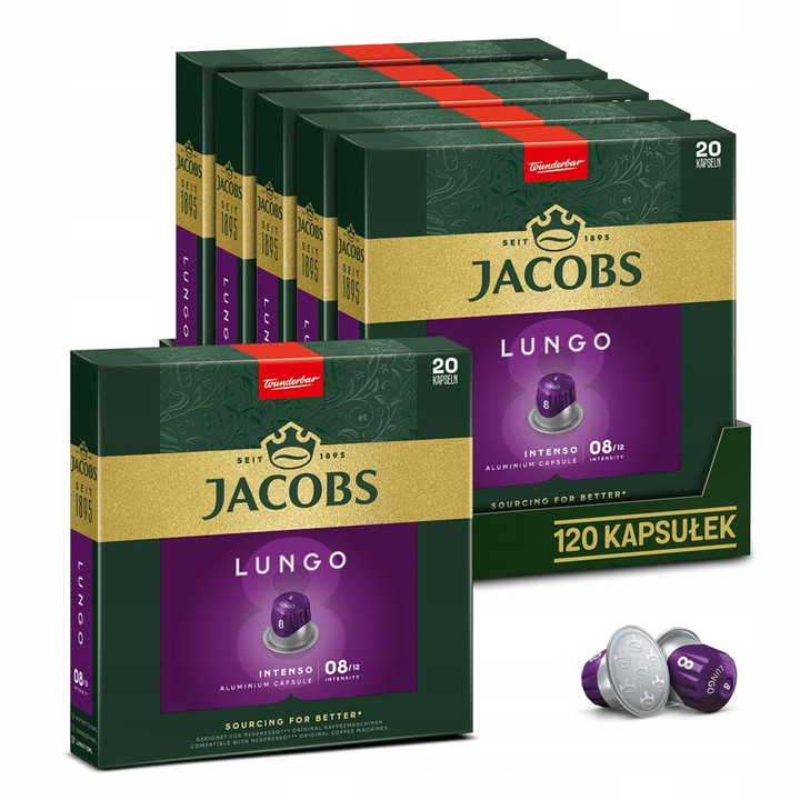 Капсули для Nespresso Jacobs Lungo 120 шт. 8 Intenso Nespresso (r)* 100+20 капсули безкоштовно